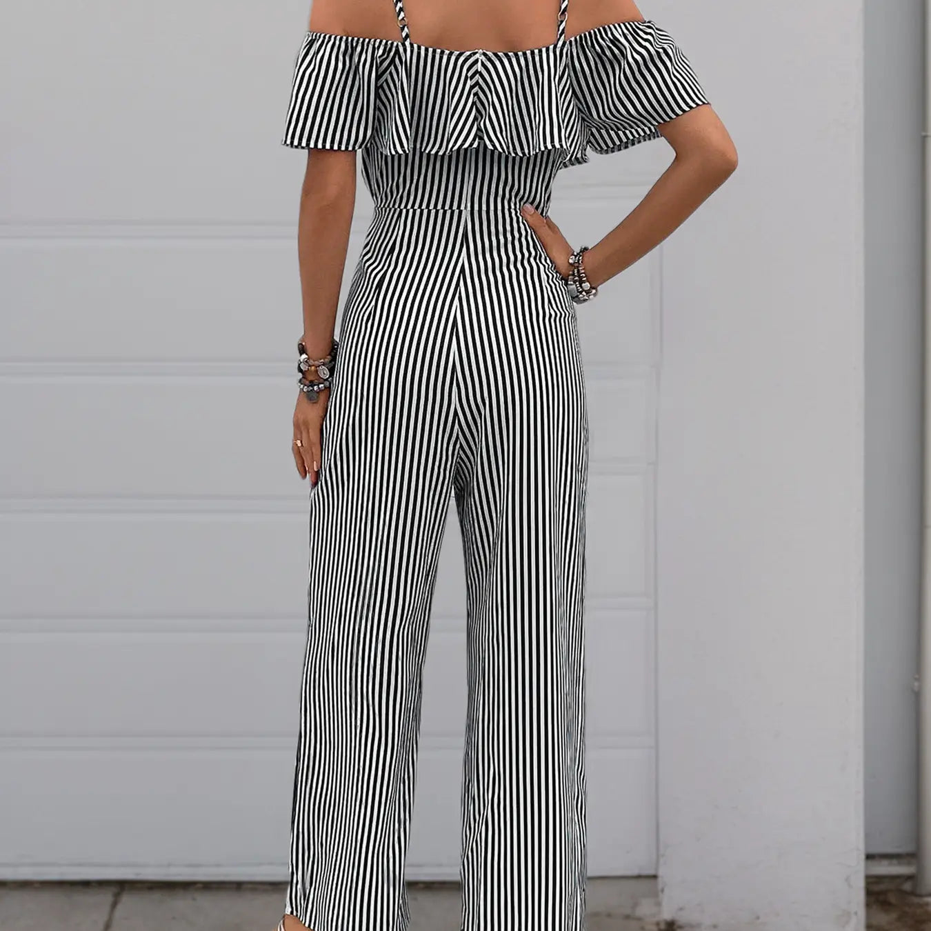 Black & White Stripe Lotus Jumpsuit Pretty Little Patriot