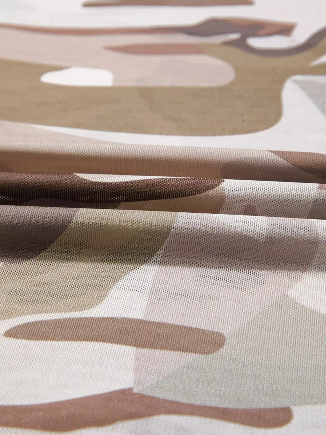 Camouflage Print Mesh Long Sleeve Top - Plush Fashion Hub