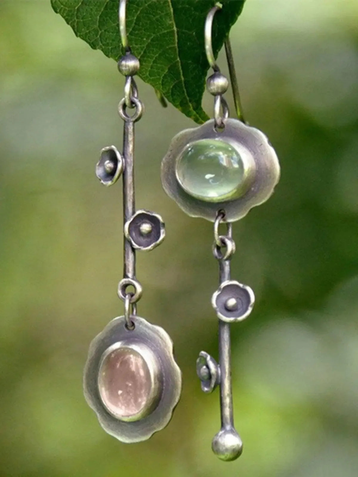 Crystal Gem Key Shaped Plum Blossom Earrings - Plush Fashion Hub