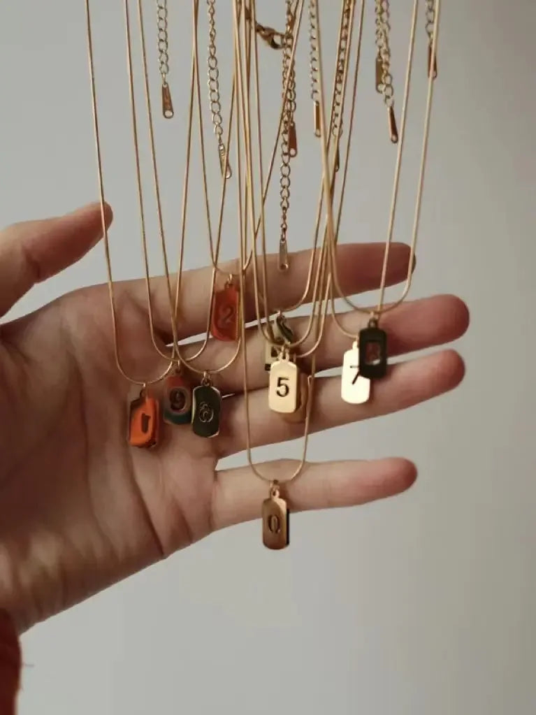 Digital Stacked Square Stainless Steel Necklace - Plush Fashion Hub