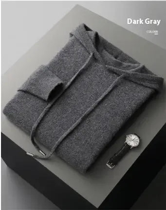 Men's Solid Color Casual Hooded Knitted Sweatshirt Long Pants Set - Plush Fashion Hub