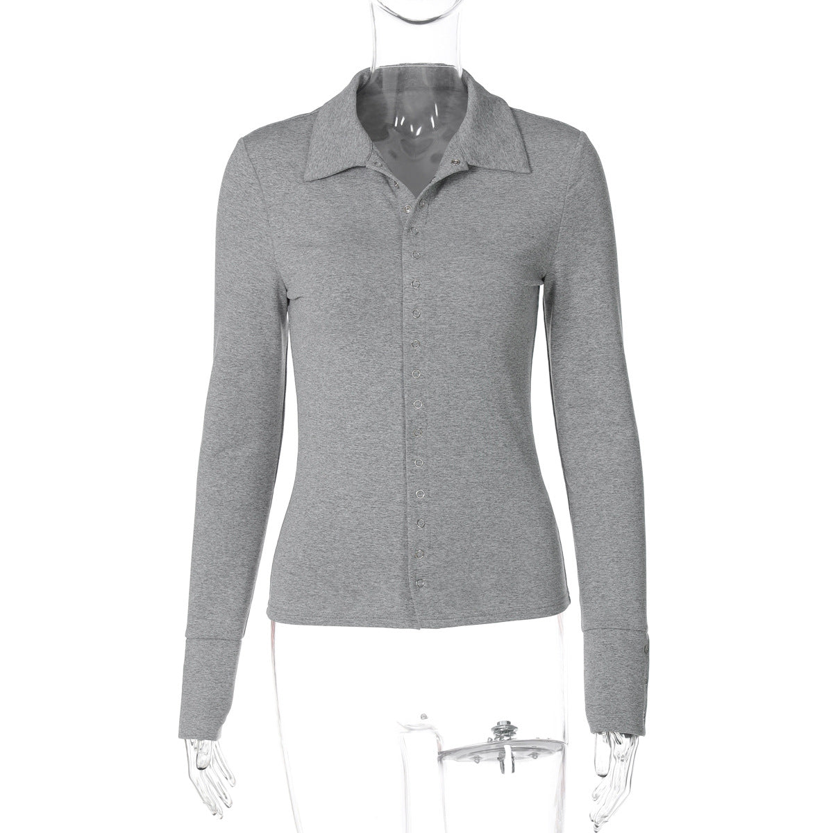 Cardigan Long Sleeve Button Top Autumn Slim Collared Knitted T shirt Bella Mia