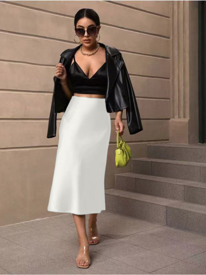 Hip Wrapped Fishtail Skirt Satin Mid Length Skirt Autumn Women Clothing Direct Bella Mia