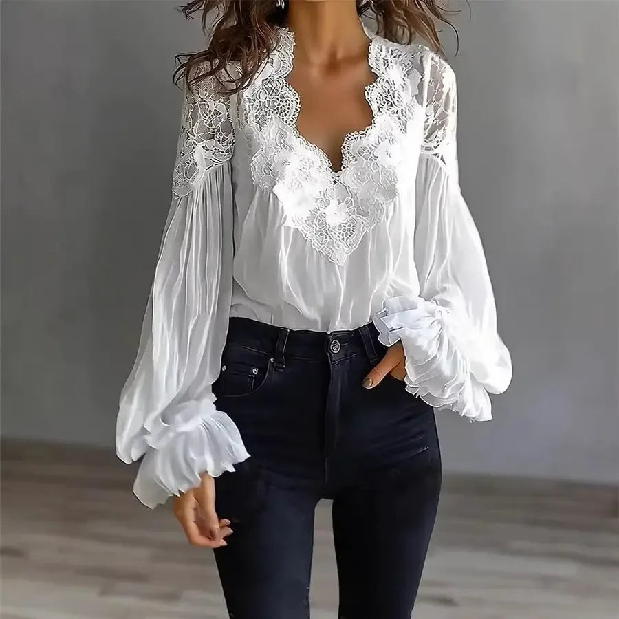 Puff-sleeved Fashion Elegant Ruffle Pleated Long-sleeved - Plush Fashion Hub