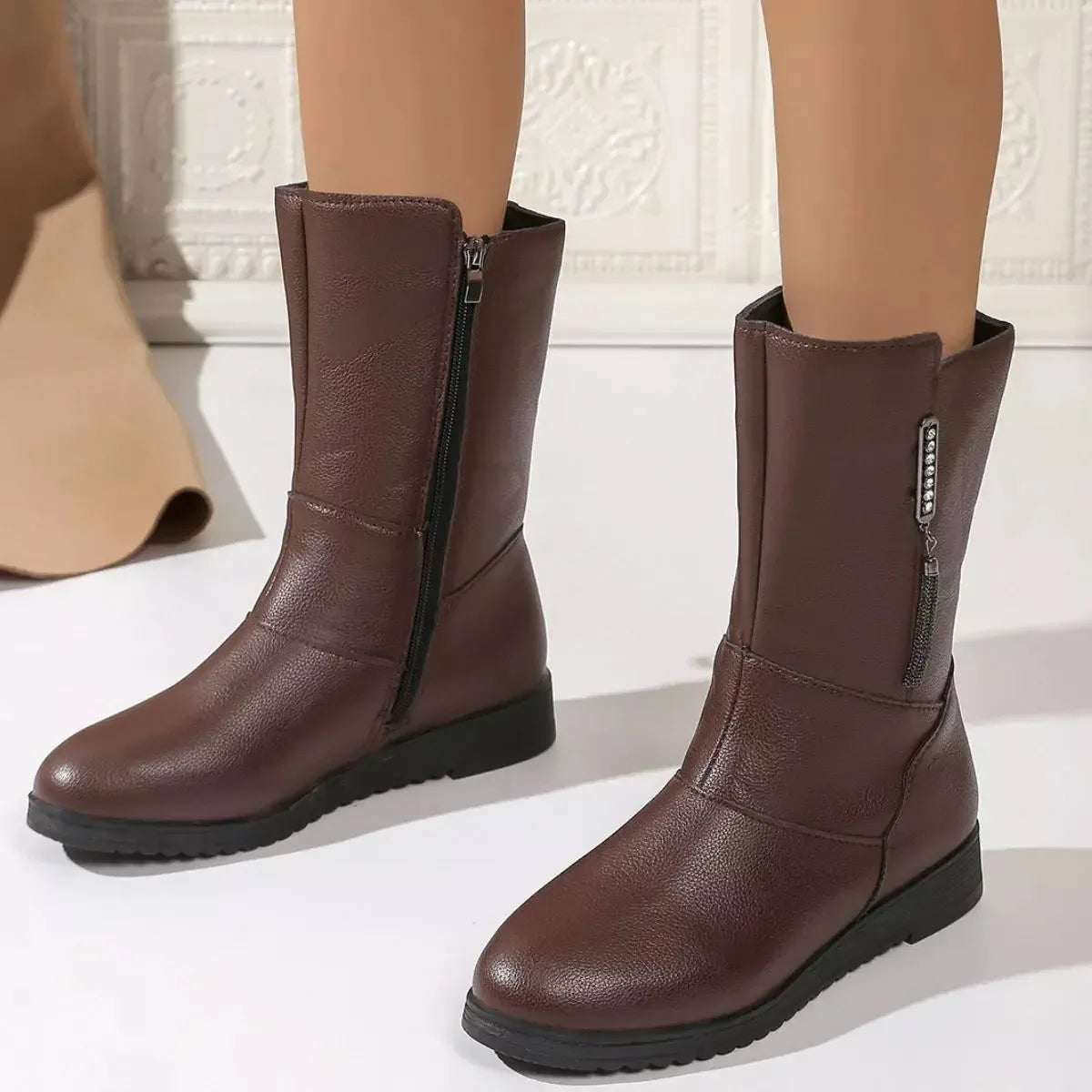 Round Toe Side Zip Boots - Plush Fashion Hub