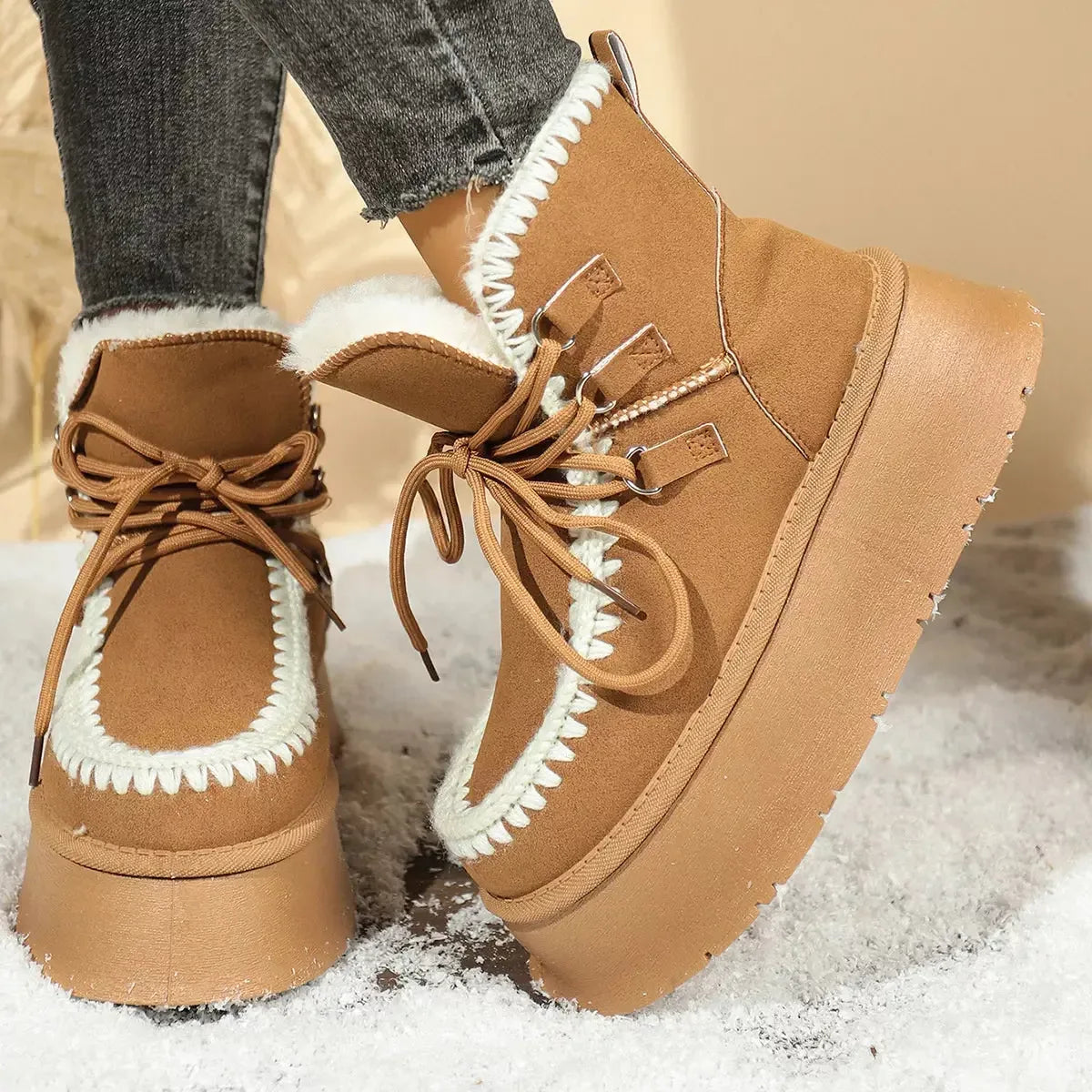 Sherpa Lined Platform Snow Boots - Plush Fashion Hub