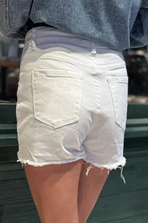 White Distressed Denim Shorts Pretty Little Patriot
