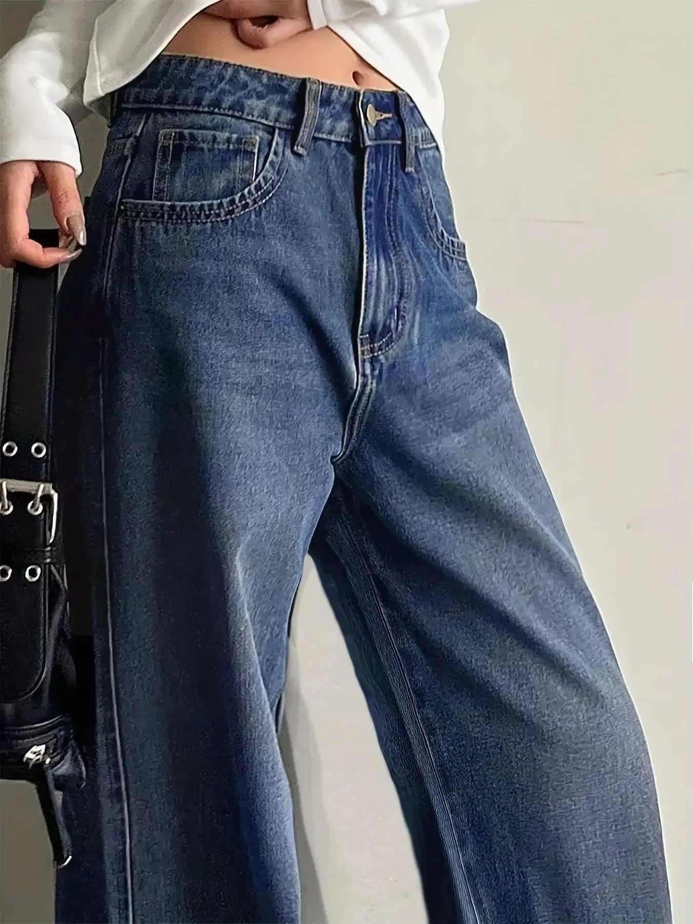 Wide Leg Vintage Wash Jeans - Plush Fashion Hub