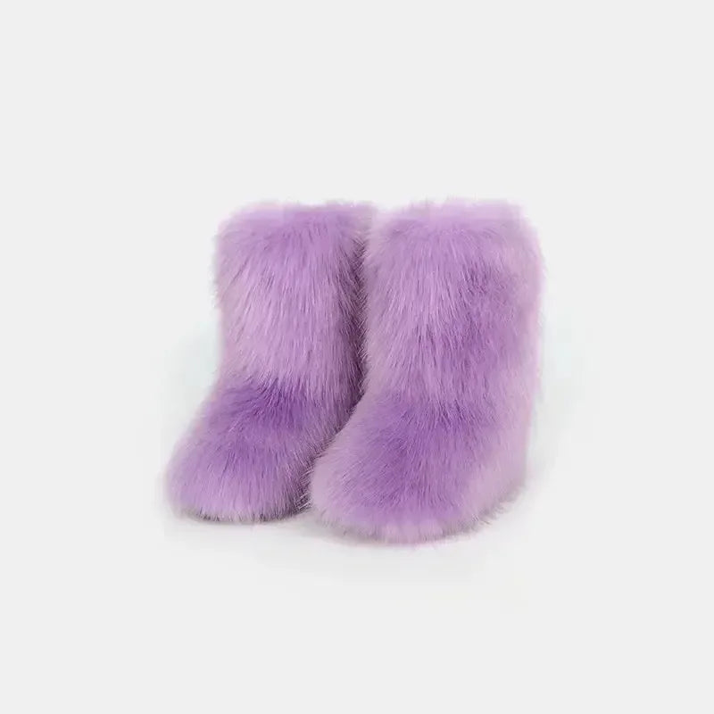 Women Fuzzy Platform Boots - Plush Fashion Hub
