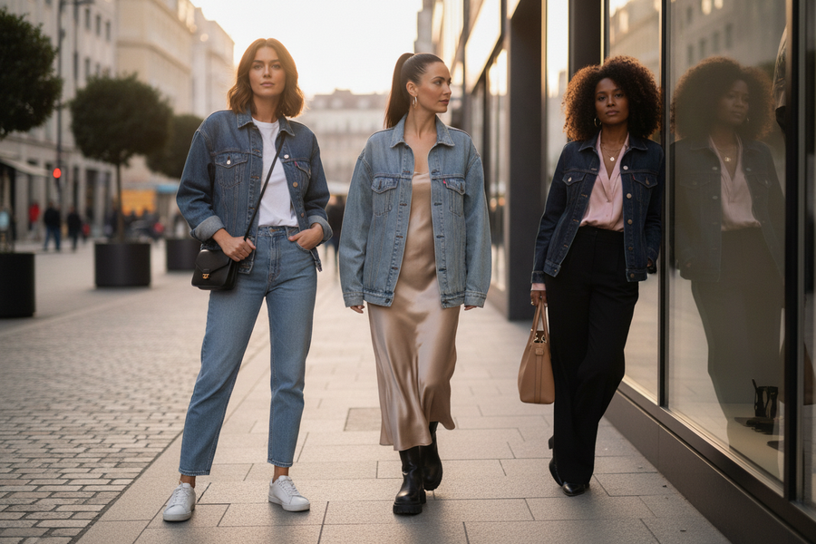 Trendy street style ideas on how to style denim jacket for modern, fashion-forward women