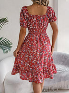 Floral puff sleeve dress with ruffled hem from Shopimist, featuring a feminine design and lightweight fabric, perfect for spring outings.