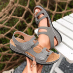 Open toe wedge sandals by Shopimist featuring a stylish design with a comfortable platform and ankle strap.
