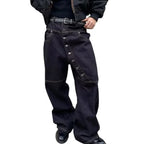 Curved Long Button-Down Design Jeans