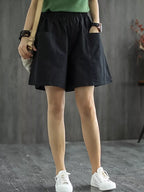 Casual elastic waist shorts from Trendsi in a relaxed fit, featuring a comfortable waistband and lightweight fabric.