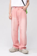 Plush Fashion Shop pocketed baggy denim jeans with relaxed fit and multiple front and back pockets, casual style.