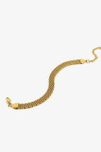 18K gold-plated wide chain bracelet with chunky links, stylish jewelry accessory, perfect for enhancing your wrist ensemble.