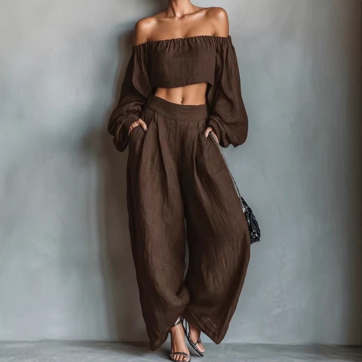 Eprolo relaxed wide-leg trouser set featuring comfortable, flowy pants with a loose fit and stylish design.