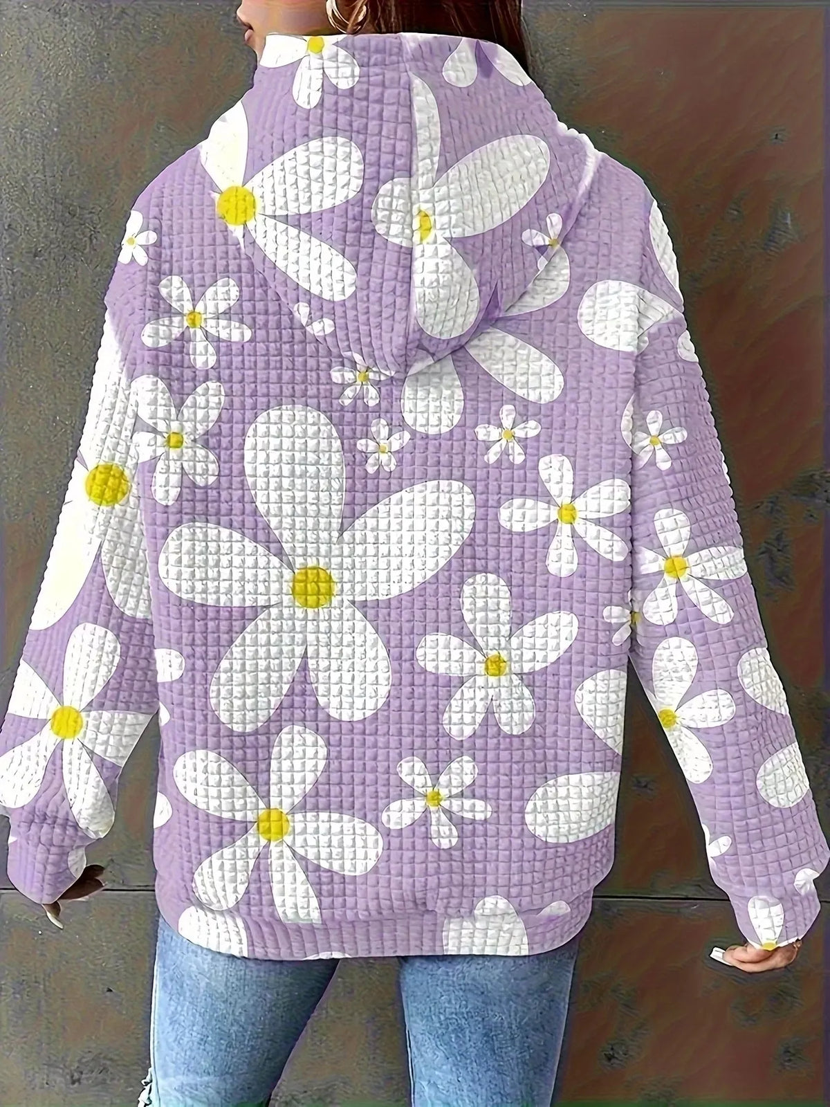 Simply Love floral print hoodie featuring colorful flower patterns on a comfortable fabric hoodie.