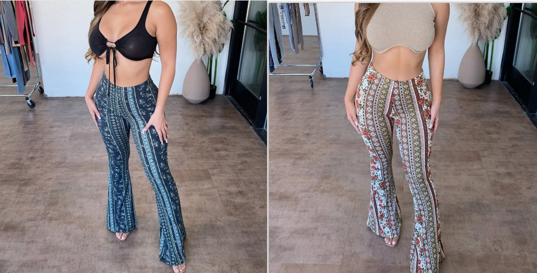 Slim high elastic print tight pants for women by Plush Fashion Hub, featuring a stylish, form-fitting design and trendy print.