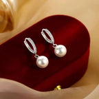 Pearl Drop Hoop Earrings