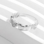 925 Sterling Silver Heart Ring with inlaid zircon gemstones, stylish jewelry piece featuring a detailed heart design.