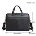 Large men's horizontal leather briefcase by Plush Fashion Hub, 17-inch computer bag with spacious capacity and first layer cowhide.