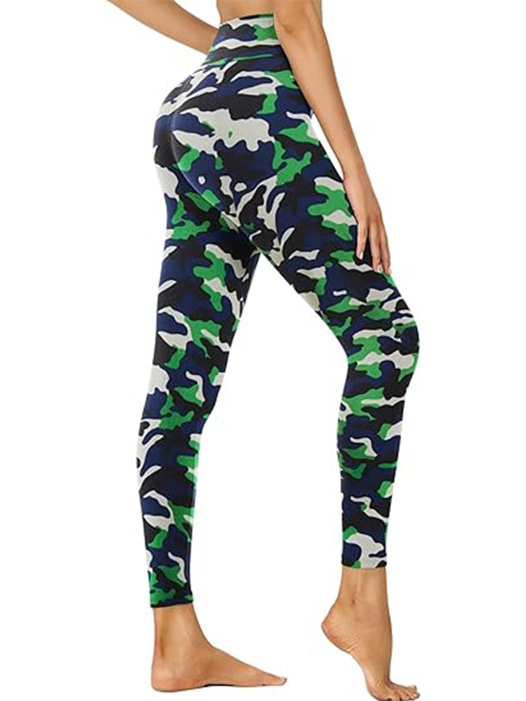 FitiqueFit cropped high waist camouflage activewear leggings displayed on a model, showing the stylish camo pattern and snug fit.