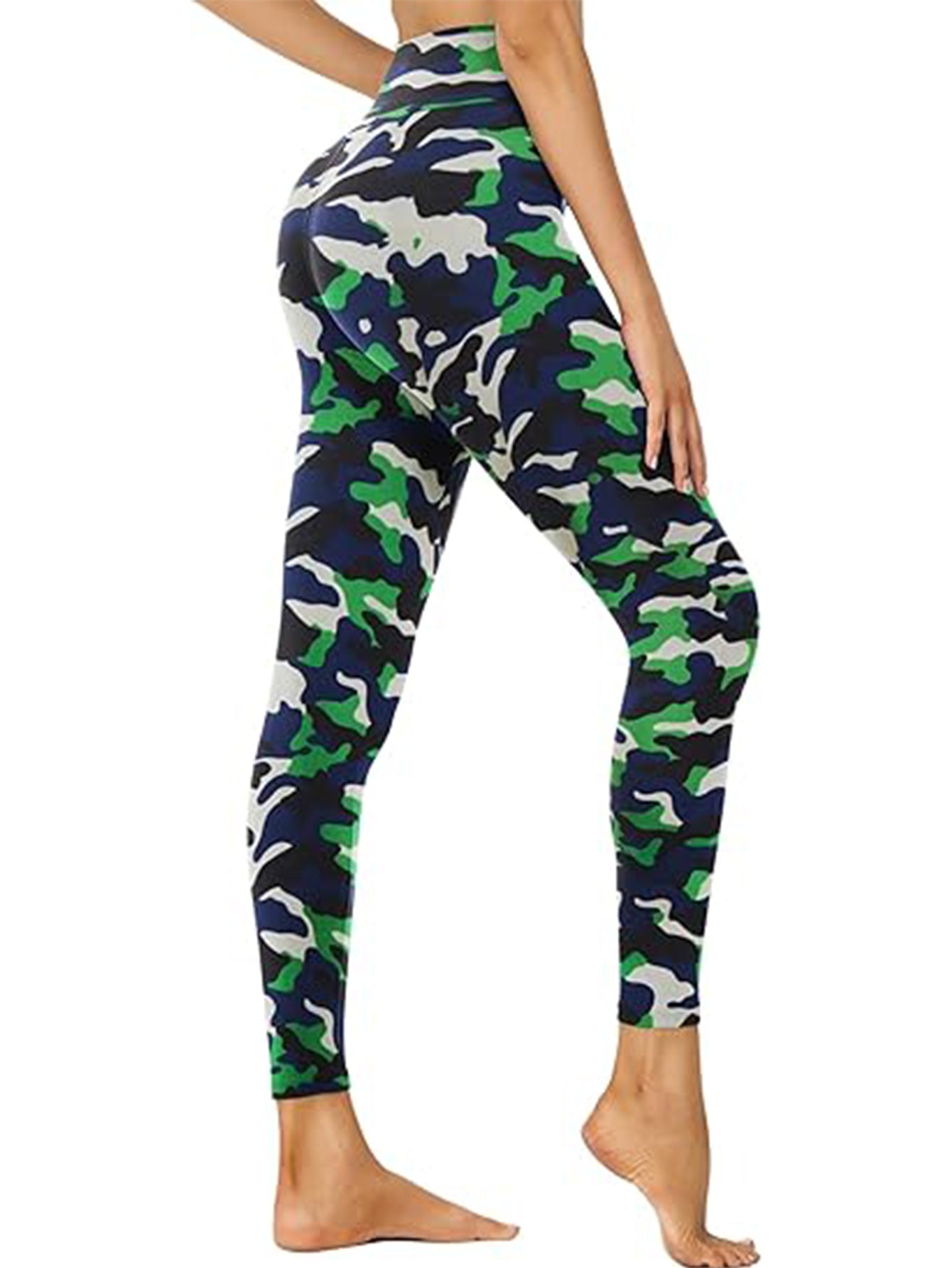 FitiqueFit cropped high waist camouflage activewear leggings displayed on a model, showing the stylish camo pattern and snug fit.