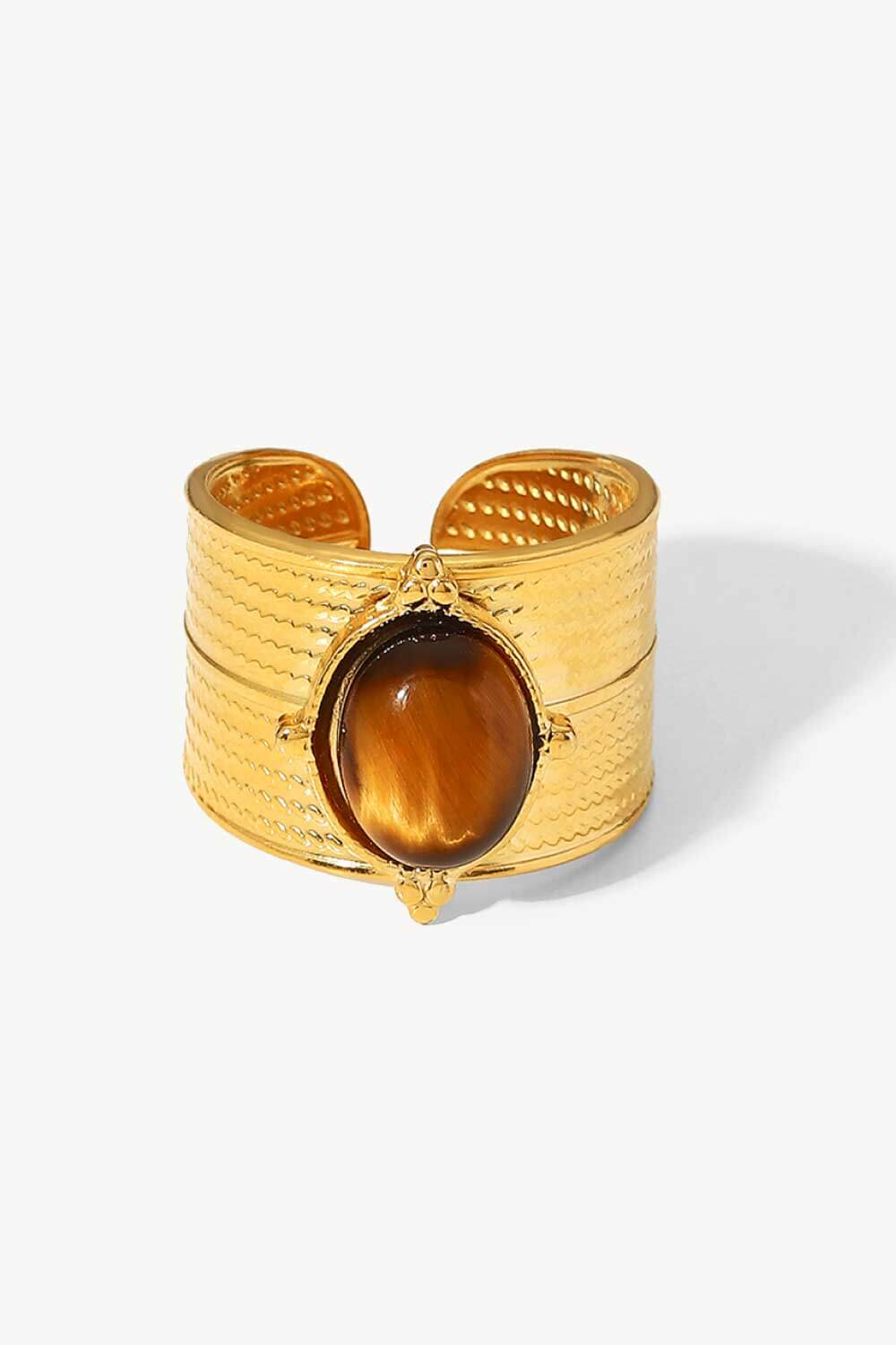 18K gold-plated wide open ring from Plush Fashion Hub featuring a sleek, modern design with smooth finish.