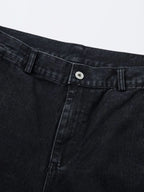 Men's wide leg denim jeans by Plush Fashion Shop, showing the relaxed fit and classic blue denim fabric.