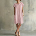 Women's striped high-waist sleeveless bodycon midi dress from Plush Fashion Hub, showcasing a fitted casualwear style.