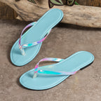 Plush Fashion Hub toe post flats sandals with minimalist design, featuring a comfortable thong strap and flat sole for casual wear.