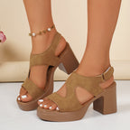 Women's open toe block heel sandals by Trendsi with strappy design and comfortable fit, perfect for dressy occasions.