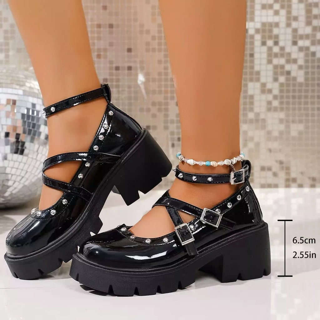 Plush Fashion Hub platform Mary Jane sneakers with chunky heels, featuring sandal-style design and adjustable straps.