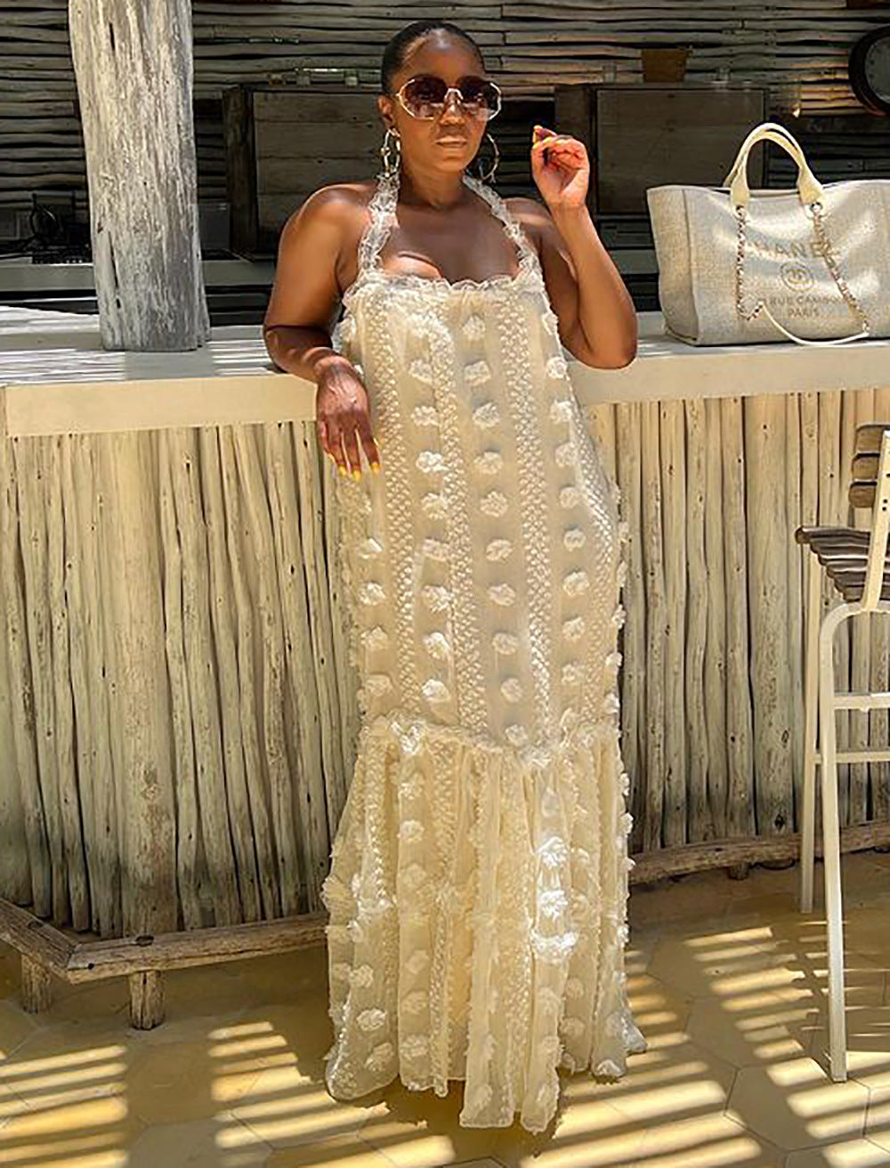 Eprolo women's floral strapless floor-length sexy dress with cake-inspired design, perfect for elegant occasions.