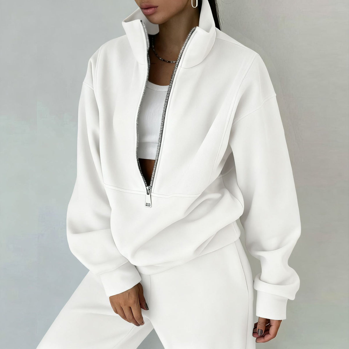 Velvet Touch Fleece Sporty Co-Ord Set by Plush Fashion Hub, two-piece loungewear with soft fleece fabric and sporty design.