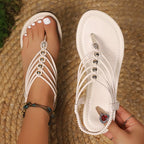 Shopimist toe post flats sandals with open toe design, featuring comfortable straps and casual style for warm-weather wear.