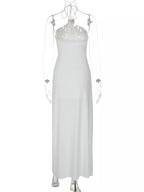 Backless Ruched Halter Neck Maxi Dress