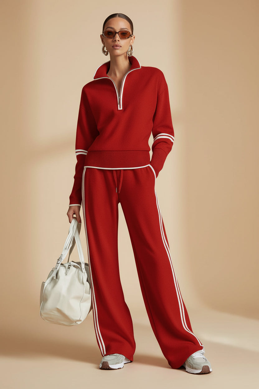 Women’s casual long sleeve two-piece sports set by Plush Fashion Hub, featuring comfortable top and matching pants for activewear.
