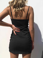 Plus size Shopimist full size zip-front bodycon mini dress, fitted silhouette, black fabric, stylish and figure-hugging design