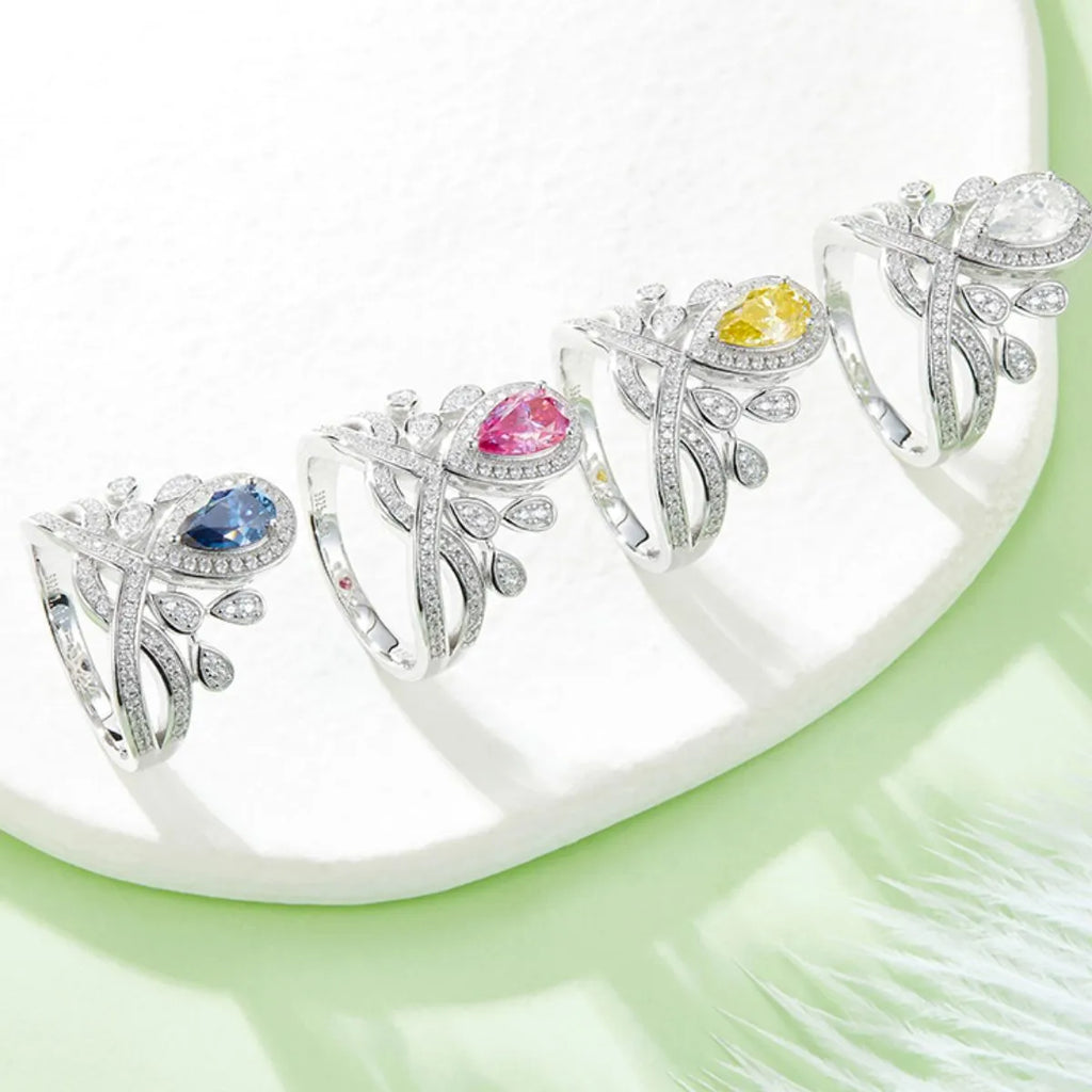 Sterling silver ring with a 1-carat moissanite gemstone, showcasing a sparkling, elegant design.