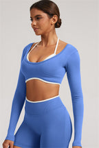 Fitglutes Activewear long sleeve crop top and leggings 2-piece set, featuring a sleek athletic design for gym and workout sessions.