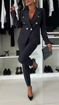 FitiqueFit two-piece suit with lapel button-down jacket and slim-fit trousers in various colors, XS to XXL, on a model.
