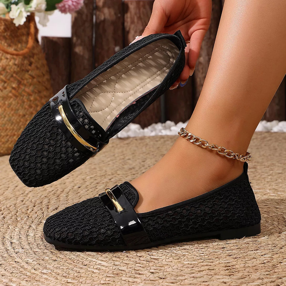Square toe slip-on tops by Trendsi featuring a sleek design and comfortable fit, shown in the product image.