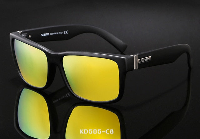 Men's polarized sport sunglasses with square frame and UV400 protection from Plush Fashion Hub, showcasing sleek eyewear design.