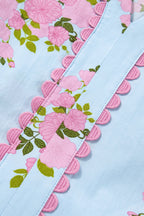 Plus size Lucy Print Scalloped Trim maxi dress by Threaded Pear, featuring a flowy silhouette and decorative scalloped edges.