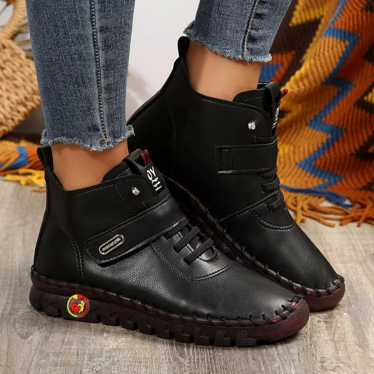 Trendsi lace-up platform ankle boots with chunky heels and lace-up front, stylish footwear for a trendy look.