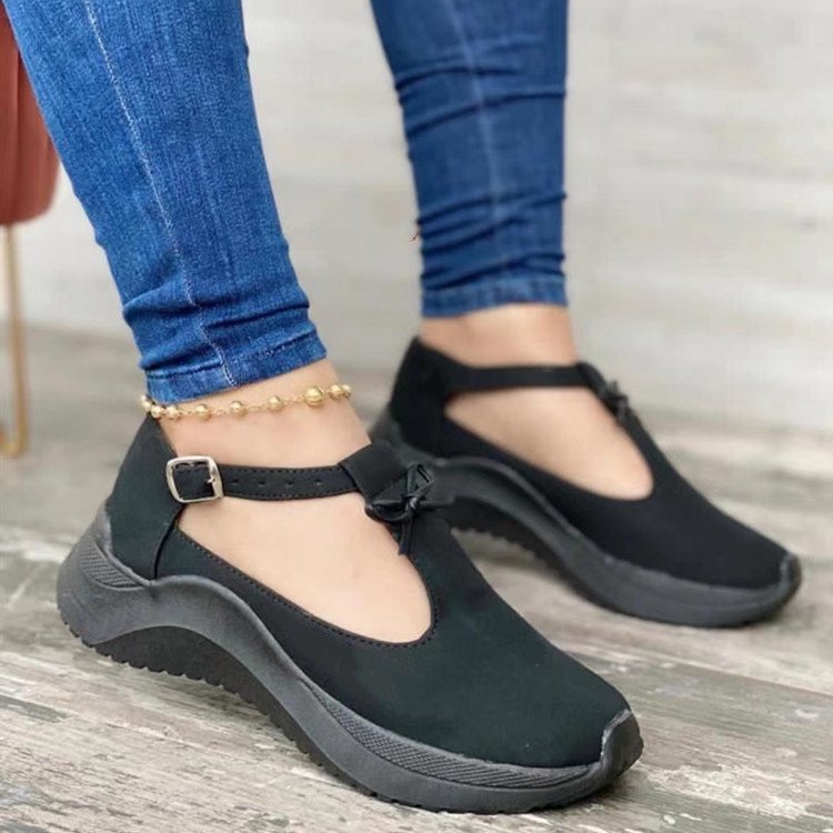 Casual sneakers with platform buckle fringe design in solid color suede, by Plush Fashion Hub, featuring a trendy and comfortable style.