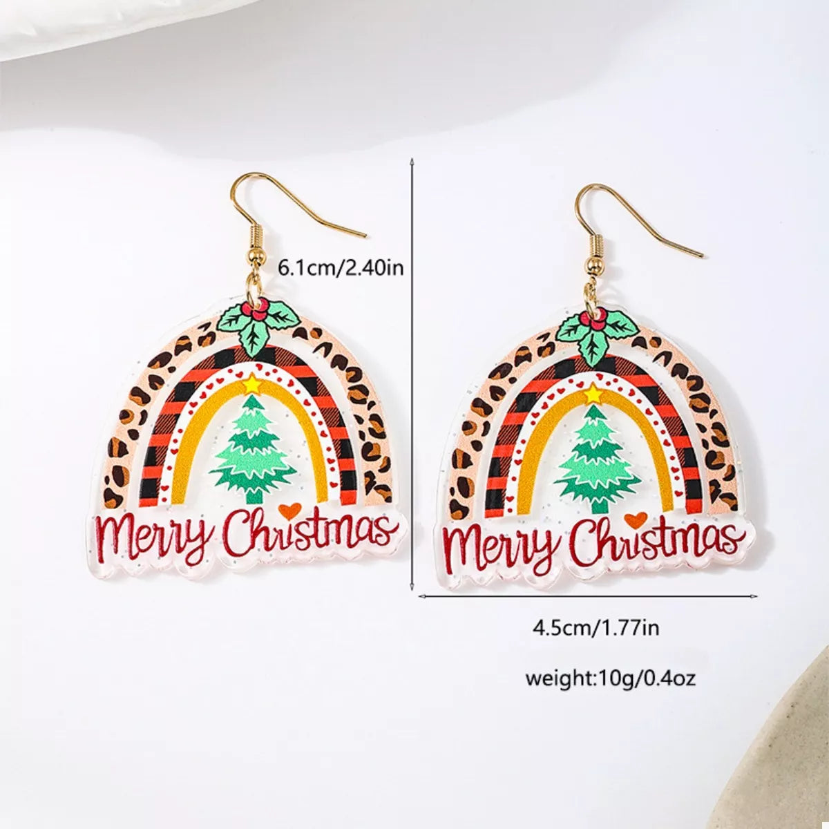 Colorful Christmas Rainbow Dangle Earrings by Shopimist featuring vibrant, festive rainbow-themed jewelry with dangling design.