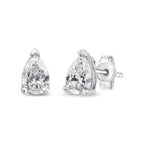 14K white gold pear-shaped solitaire lab-grown diamond stud earrings with F-G color and VS2-SI1 clarity from Plush Fashion Hub